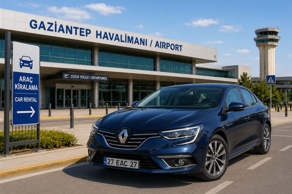Gaziantep Havalimanı terminal çıkışı — havalimanında araç teslim